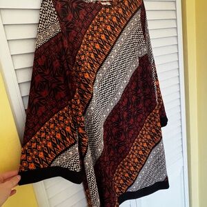 Emma & Michele A-Line Skirt with Orange and Black Geometric Design